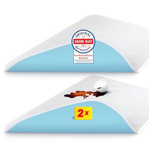 Rosenkern® Inkontinenz Bettunterlage 70x90 cm 2er Set - [SEHR Weich & Saugstark] - Inkontinenzunterlage Waschbar - [Wiederverwendbar] - PIPI Unterlage Wasserdicht - [Kinder & Erwachsene] von Rosenkern