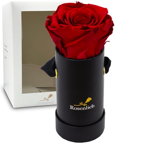Rosenlieb Rosenbox Schwarz mit Infinity Rosen (3 Jahre haltbar) | Echte konservierte Rose | Blumenbox inkl. Grußkarte | Handgefertigt in Deutschland von Rosenlieb