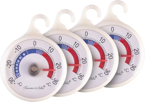 Rosenstein & Söhne 4er-Set Kühlschrankthermometer, mit farbigen Zonen & 51 mm Zifferblatt von Rosenstein & Söhne