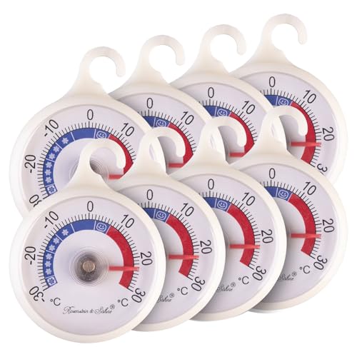 Rosenstein & Söhne 8er-Set Kühlschrankthermometer, mit farbigen Zonen & 51 mm Zifferblatt von Rosenstein & Söhne
