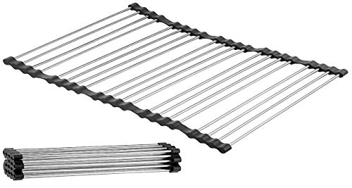 Rosenstein & Söhne Abtropfgitter: Faltbare XXL-Edelstahl Abtropf-Auflage für Spülbecken, 55x45cm (Abtropfgestell, Abtropfgitter faltbar, Spüle klappbar) von Rosenstein & Söhne
