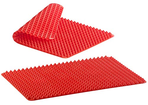 Rosenstein & Söhne Backofenmatte: 2er-Set Silikon-Backmatten mit Pyramiden-Noppen, antihaftbeschichtet (Silikon Backofenmatte, Topfuntersetzer, Grillmatte) von Rosenstein & Söhne