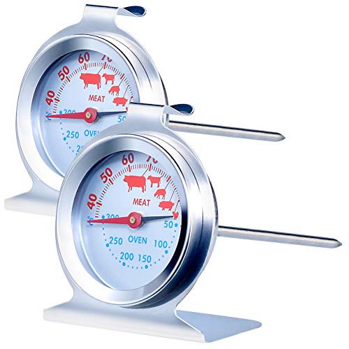 Rosenstein & Söhne Holzbackofen Thermometer: 2er-Set 3in1 XL Braten- &Ofen-Thermometer für Gar-& Backofentemperatur (Fleisch- und Braten-Thermometer, Bratofen Thermometer, Heissluft) von Rosenstein & Söhne
