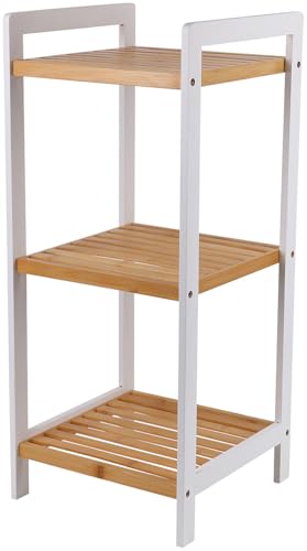 Rosenstein & Söhne Badezimmer Regal Bambus: Bambus-Standregal mit 3 Ablagen, 30 x 70 x 30 cm, weiß/Bambus (Küchenregale, Badezimmerregale, Organizer) von Rosenstein & Söhne