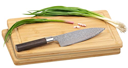 Rosenstein & Söhne Schneidbretter: 2er-Set Bambus-Schneidebretter mit Saftrille, 38 x 25 cm (Schneidebrett Bambus groß, Holzbrett Küche groß, Küchenhelfer) von Rosenstein & Söhne
