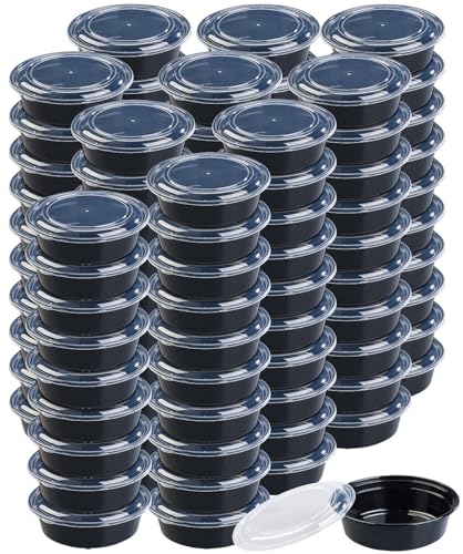 Rosenstein & Söhne Lunchbox-Set: 100er-Set Lebensmittel-Boxen mit Deckeln, 900 ml, rund (Frühstückdose, Boxen mit Trennfächern, Frischhaltedosen) von Rosenstein & Söhne