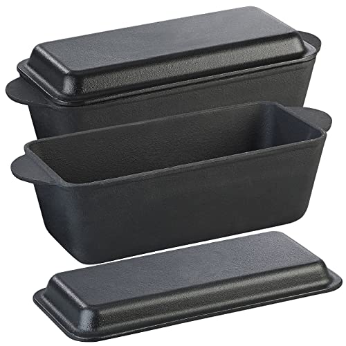 Rosenstein & Söhne Brotbackform mit Deckel: 2er-Set Gusseisen-Kastenformen mit Deckel, 25 x 12 x 9 cm, 2er-Set (Brotformen, Gusseisen Backform, Brotbackautomat) von Rosenstein & Söhne