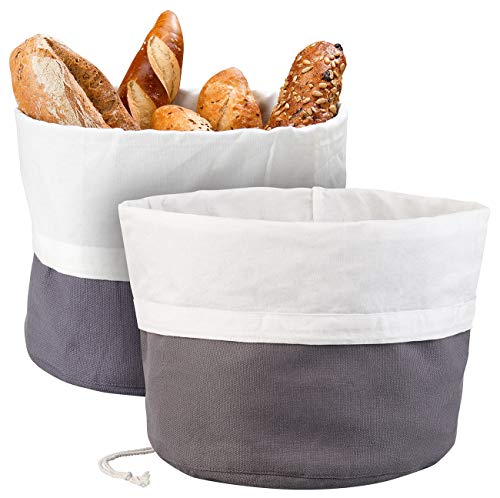 Rosenstein & Söhne Beuteltaschen: 2er-Set XL-Brotkorb aus Baumwolle, verschließbare Kordel, Ø 25 cm (Brotbeutel Leinen, Brot-Boxen, Mitbringsel) von Rosenstein & Söhne