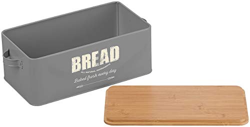 Rosenstein & Söhne Brotkorb: Retro-Brotkasten aus Stahlblech mit Bambus-Schneidebrett-Deckel, 7 l (Brotboxen mit Schneidebrett, Bread Box, Frischhaltedosen) von Rosenstein & Söhne