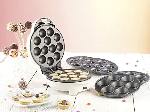 Rosenstein & Söhne Cake Pop Maker 3 in 1: 3in1-Donut-, Cupcake- und Cakepop-Maker mit Antihaftbeschichtung (Snack Maker, Donut Muffin & Cake Pop Maker, Geschenkideen) von Rosenstein & Söhne