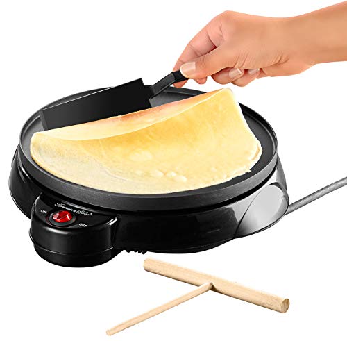 Rosenstein & Söhne Crepe Maker: Elektrischer Medium-Crêpes-Maker, 650 Watt, Ø 23 cm (Elektrischer Crepe Maker, Crepes Pfanne elektrisch, Waffeleisen) von Rosenstein & Söhne