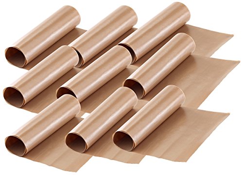 Rosenstein & Söhne Backfolie: Dauer-Backpapier & Antihaft-Bratfolie aus Glasfaser, beige, 9 Stück (Dauerbackfolie Glasfaser, Dauerbackpapier, Schutzfolie) von Rosenstein & Söhne