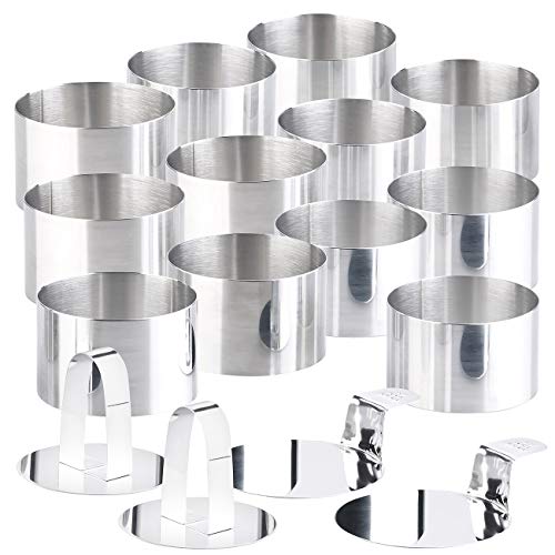 Rosenstein & Söhne Dessertring: 12 Dessert-/Speiseringe Ø 8 cm, Höhe 5 cm, rund, mit Heber & Stampfer (Dessertringe 8, Törtchenringe 8, Durchmesser) von Rosenstein & Söhne