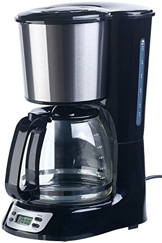 Rosenstein & Söhne Kaffeeautomat: Programmierbare Kaffeemaschine für bis zu 12 Tassen, Timer, 1.000 Watt (Zeitschaltuhr für Kaffeemaschine, Filter-Kaffeemaschine, Kaffeevollautomat) von Rosenstein & Söhne