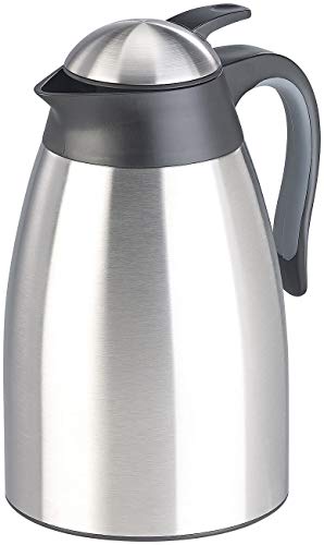Rosenstein & Söhne Warmhaltekanne: Doppelwandige Edelstahl-Vakuum-Isolierkanne m. Ausgießtaste, 1,5 Liter (Isolierflasche, Vakuum-Kaffeekanne, Einhandautomatik) von Rosenstein & Söhne