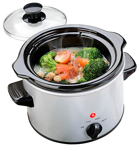 Rosenstein & Söhne Slow Cooker: Elektrischer Schongarer, Keramik-Gartopf, Glasdeckel, 1,4 Liter, 100 W (Elektrischer Kochtopf, Elektrischer Topf, Elektrotopf mit Thermostat) von Rosenstein & Söhne