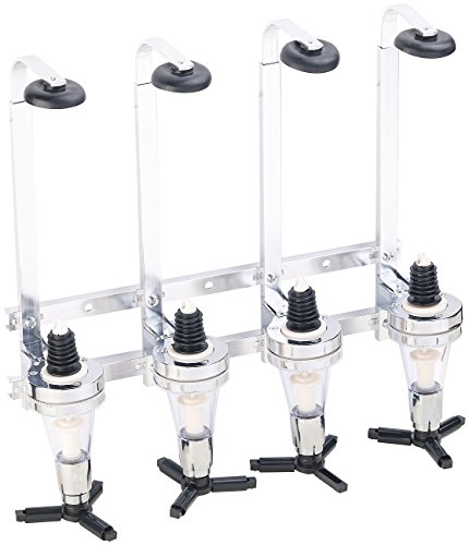 Rosenstein & Söhne Bar Butler: Aluminium-Flaschenhalter und Dosierer, 4-fach, für Wandmontage (Flaschenspender Bar, Dosierer für Flaschen, Schnapsflaschen) von Rosenstein & Söhne