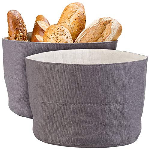 Rosenstein & Söhne Brotbeutel: 2er-Set Brotkorb aus 100% Baumwolle, waschbar, Ø 20 cm (Brotkorb aus Stoff, Brot-Aufbewahrung Beutel, Vintage) von Rosenstein & Söhne