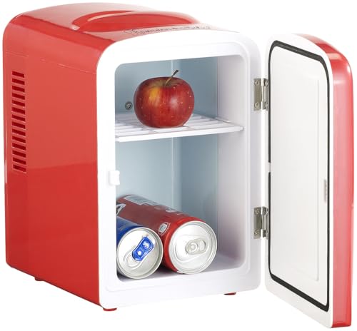 Rosenstein & Söhne Kleiner Kühlschrank: Mini-Kühlschrank mit Warmhalte-Funktion, 4 Liter, für 12/230 Volt, rot (Mini für Dosen, Kfz, Zigarettenanzünder) von Rosenstein & Söhne