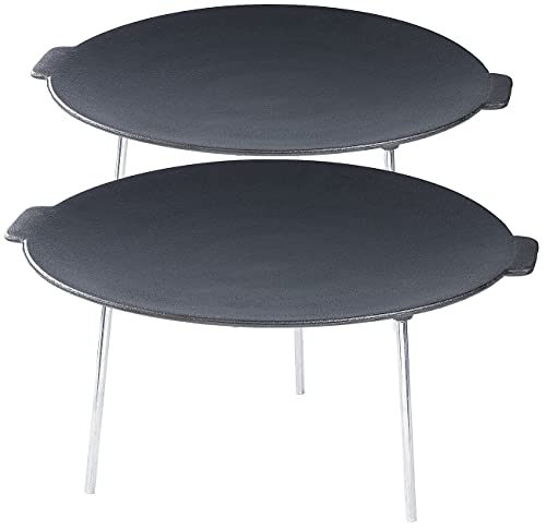 Rosenstein & Söhne Grill-Platten: 2er Pack Grillschale aus emailliertem Gusseisen, Ø 45 cm (Grillplatte Gusseisen rund, Feuerschale Grillplatte) von Rosenstein & Söhne