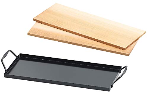 Rosenstein & Söhne Zedernholzbrett: 2 Zedernholz-Grillbretter für Holzkohle- & Gasgrills, mit Metallrahmen (Grill-Zubehör, Grillbretter Zeder, Grillplatten) von Rosenstein & Söhne