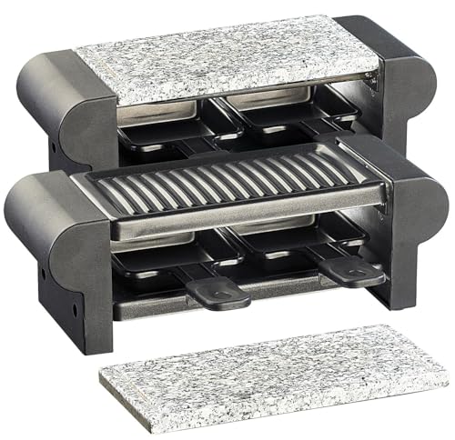 Rosenstein & Söhne Grillplatten: Raclette für 4 Personen, mit Grillaufsatz und heißem Stein, 350 Watt (Raclette-Grillplatten, Raclette-Tischgrill, Raclett) von Rosenstein & Söhne