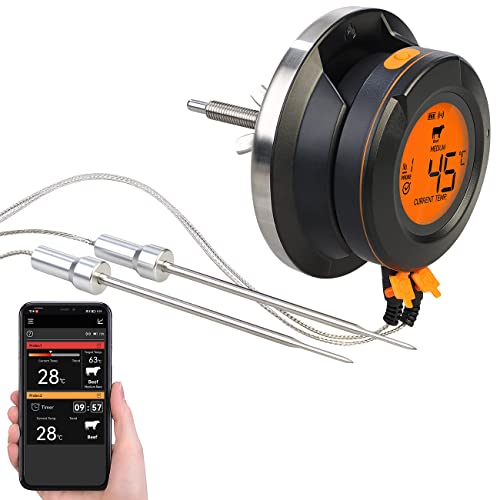 Rosenstein & Söhne Bratenthermometer: Smartes Digital-Grill-Thermometer, Umrüstset, 2 Sensoren, BT, App (Grillthermometer-Umrüstset, Grillthermometer Bluetooth, Digitales) von Rosenstein & Söhne