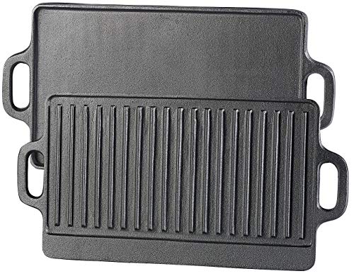 Rosenstein & Söhne Gusseisen Grillplatten: Gusseiserne Wende-Grillplatte für Ofen, Herd & Grill, 46 x 23 cm (Gussgrillplatte, Gusseisenplatte Grill, Grillspiesse) von Rosenstein & Söhne
