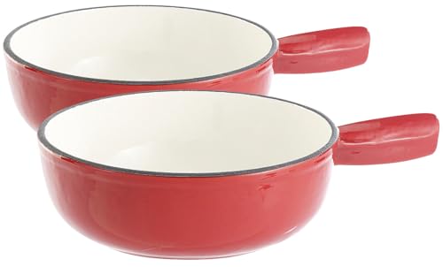 Rosenstein & Söhne Fonduecaquelon: 2er-Set Käsefondue-Töpfe aus Gusseisen, 24 cm (Fondue Rechaud Gusseisen, Fondue Untersetzer) von Rosenstein & Söhne