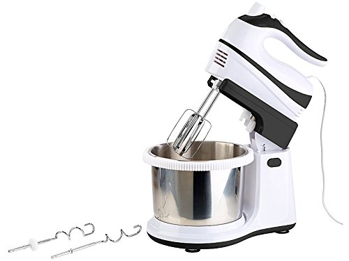 Rosenstein & Söhne Handrührgerät: Handmixer-Set: Rührständer, Edelstahl-Schüssel, 5 Stufen, Turbo, 500 W (Rührgerät, Handmixer mit Rührschüssel, Küchenhelfer) von Rosenstein & Söhne