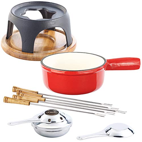 Rosenstein & Söhne Fondue: Käsefondue-Set aus emailliertem Gusseisen, Ø16 cm (Käsefondue Topf aus Gusseisen, Fondue Rechauds Gusseisen, Weihnachten) von Rosenstein & Söhne