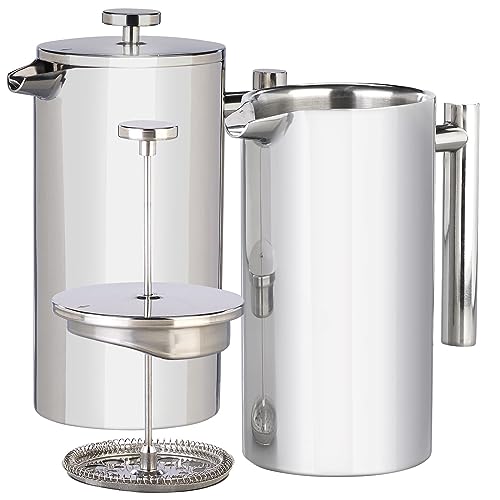Rosenstein & Söhne Kaffeebereiter Edelstahl: 2er Set French-Press, 1,5 Liter, doppelwandig, Edelstahl (French-Press-Kaffeebereiter, Thermo) von Rosenstein & Söhne