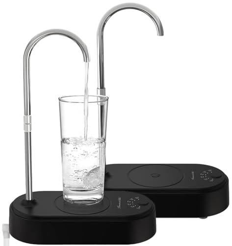 Rosenstein & Söhne Wasserkanister mit Pumpe: 2er-Set Akku-Trinkwasser-Pumpen mit justierbarem Auslass (Akku Wasserpumpe Camping, USB-Wasserspender, Trinkflasche) von Rosenstein & Söhne