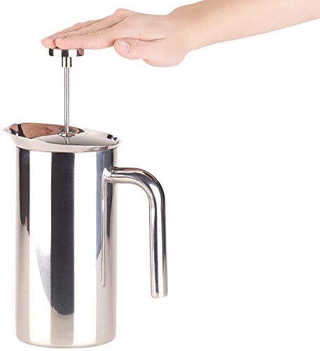 Rosenstein & Söhne Frenchpress-Kanne: Thermo-Kaffeebereiter, French-Press, Edelstahl, doppelwandig, 1 Liter (Kaffee-Presse, French Presses isoliert, Milchaufschäumer) von Rosenstein & Söhne