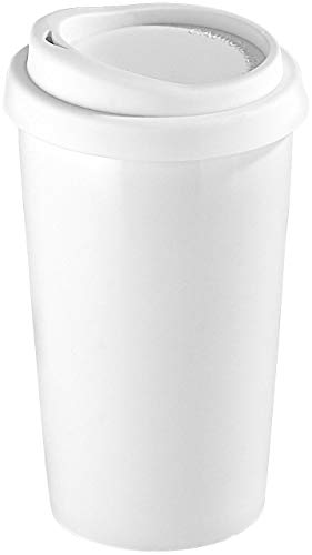 Rosenstein & Söhne Thermobecher: Coffee-to-go-Becher aus Keramik, Silikondeckel, 250 ml, doppelwandig (Coffee to Go Becher Silikon Deckel, Keramikbecher mit Deckel, Kaffeebecher Porzellan) von Rosenstein & Söhne