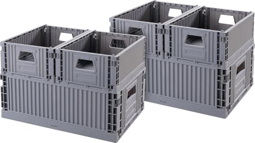 Rosenstein & Söhne Aufbewahrung faltbar: 6er-Set Kunststoff-Aufbewahrungskisten, stapelbar, Two Sizes (Faltbare Kisten, Aufbewahrungskörbe, Kofferraumtasche) von Rosenstein & Söhne