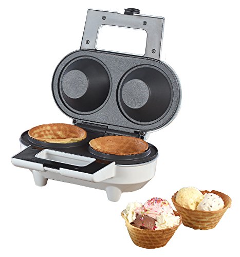 Rosenstein & Söhne Hörncheneisen: Waffeleisen für 2 Eiswaffel-Schälchen, antihaft-beschichtet, 550 Watt (Waffeleisen für Eiswaffeln, Eiswaffel-Eisen, Joghurt Maker) von Rosenstein & Söhne