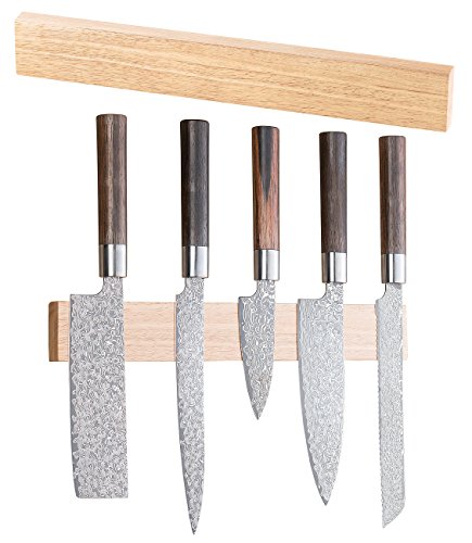 Rosenstein & Söhne Messerhalter: Durchgehende Magnet-Messerleiste aus echtem Hevea-Holz, massiv, 36 cm (Messer-Leiste, Magnet-Messer-Leisten, Flaschenöffner) von Rosenstein & Söhne