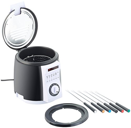 Rosenstein & Söhne Mini Fritteuse: Kompakte Tisch-Fritteuse mit Fondue-Set, 0,9 Liter, 840 Watt (Friteuse, Mini Friteuse, Kochgeschirr) von Rosenstein & Söhne