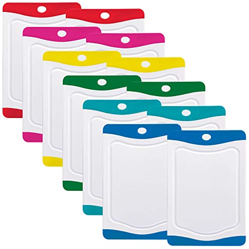 Rosenstein & Söhne Obst-Schneidebrett: 12er-Set Schneidebretter in 6 Farben, antibakteriell, je 20 x 15 cm (Kunststoff Set, Schneidbrett Saftrille, Küchenhelfer) von Rosenstein & Söhne