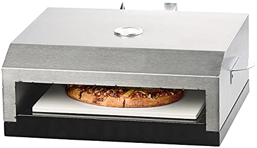 Rosenstein & Söhne Pizzaofen für Gasgrill: Pizzaofen-Grillaufsatz mit Steinplatte & Temperaturanzeige bis 300 °C (Pizzaofen Aufsatz für Gasgrill, Pizza Grillaufsatz, Grillthermometer) von Rosenstein & Söhne