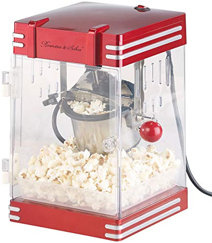Rosenstein & Söhne Popcornmaker: Mini-Retro-Popcorn-Maschine 'Theater' im 50er-Jahre-Look, 230 Watt (Mini Popcornmaschine, Popcornmaschine süßes Popcorn, Zuckerwatte) von Rosenstein & Söhne