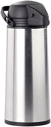 Rosenstein & Söhne Pumpkanne 1 Liter: Edelstahl-Pump-Vakuum-Isolierkanne, 1,9 Liter (Thermokannen zum Pumpe, Isolierkanne mit Pumpsystem, Isolierbecher) von Rosenstein & Söhne