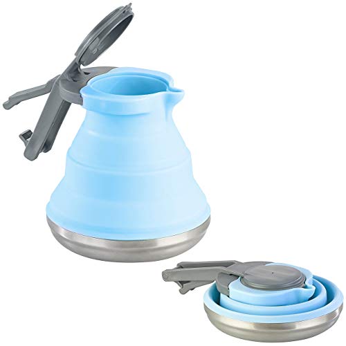 Rosenstein & Söhne Reisewasserkocher: Faltbarer Silikon-Camping-Wasserkessel mit Edelstahlboden, 1,5 Liter (Reisewasserkocher faltbar, Camping Wasserkocher ohne Strom, Miniwasserkocher) von Rosenstein & Söhne