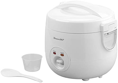 Rosenstein & Söhne Dampf Reiskocher: Reiskocher mit Warmhalte-Funktion & Dampfgar-Einsatz, 1,2 Liter, 500 W (Dampfgarer Topf, Dampfgarer elektrisch, Dampfgaren) von Rosenstein & Söhne