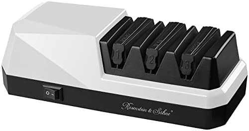 Rosenstein & Söhne Schärfer: Elektrischer Diamant- & Keramik-Messerschärfer mit 3 Stufen, 20 W (Keramikmesser Schärfen, Messerschleifer-Maschinen, Schleifscheiben) von Rosenstein & Söhne