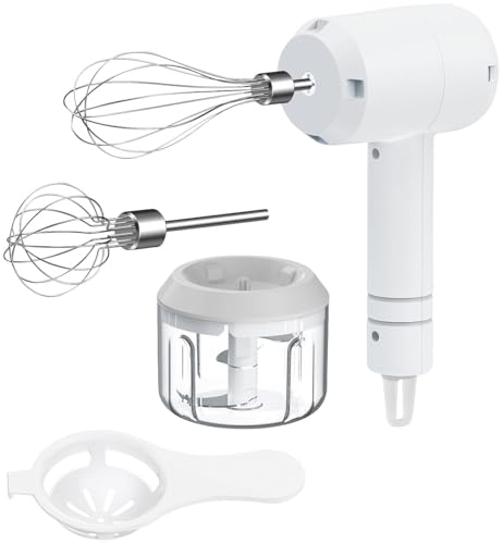 Rosenstein & Söhne Akku Mixer: 3in1-Akku-Handmixer, Zerkleinerer und Schneebesen, USB, 20 Watt (Handrührer, Kaffeemühle, wiederaufladbarer) von Rosenstein & Söhne