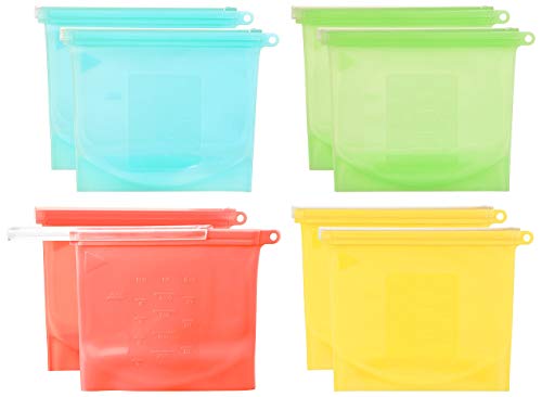 Rosenstein & Söhne Silikon Gefrierbeutel: 8er-Set Silikon-Lebensmittelbeutel, wiederverschließbar, 1.000 ml (Beutel wiederverwendbar, wiederverwendbare Gefrierbeutel, Wasserdichte Taschen) von Rosenstein & Söhne