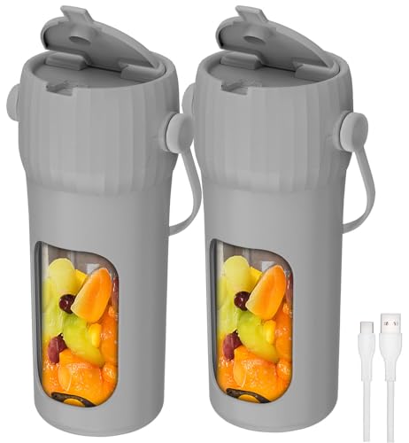 Rosenstein & Söhne Mixer Smoothie Maker: 2er-Set Power Akku-Getränkemixer 100 W, 6 Klingen, 1.500 mAh, BPA-frei (tragbarer Smoothie Mixer, Getränke, Crepesmaker) von Rosenstein & Söhne