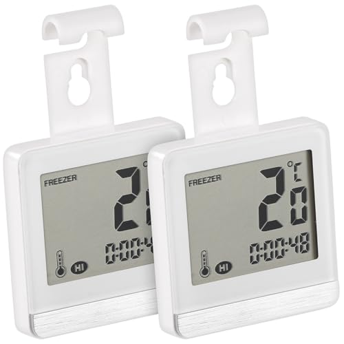 Rosenstein & Söhne Thermometer Tiefkühler: 2er-Set digitale Gefrier- & Kühlschrankthermometer, Temperatur-Timer (Gefrierfach Thermometer, Mini-Thermometer Digital) von Rosenstein & Söhne
